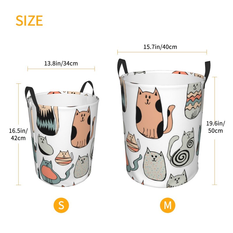 Sulankstomas skalbinių krepšelis nešvariems drabužiams Mielos katės meno laikymo kliūtis vaikams kūdikių namų organizatorius