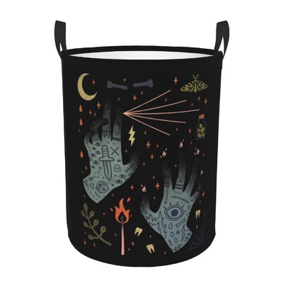 Egyedi Soha ne bízz az élőben Mosoda akadályozza a ruhákat Tárolókosár Goth Okkult Halloween Boszorkány Idézet Játéktároló Szervező