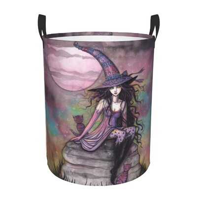 Egyedi Soha ne bízz az élőben Mosoda akadályozza a ruhákat Tárolókosár Goth Okkult Halloween Boszorkány Idézet Játéktároló Szervező