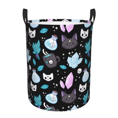 Egyedi Soha ne bízz az élőben Mosoda akadályozza a ruhákat Tárolókosár Goth Okkult Halloween Boszorkány Idézet Játéktároló Szervező