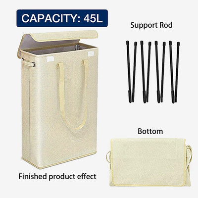45L plonas skalbinių krepšelis su dangteliu nešvarių drabužių laikymo krepšeliai Daugiafunkciniai skalbiniai Hampe namų ūkio organizatoriai laikymo krepšiai