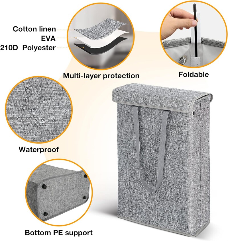 45L plonas skalbinių krepšelis su dangteliu nešvarių drabužių laikymo krepšeliai Daugiafunkciniai skalbiniai Hampe namų ūkio organizatoriai laikymo krepšiai