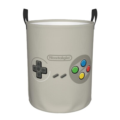 Egyedi nosztalgia játékvezérlő Mosodai akadály nagy tárolókosár Videojátékos játékos lányoknak fiúknak játékszervező