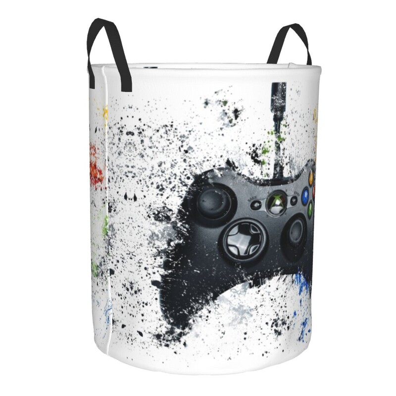 Egyedi nosztalgia játékvezérlő Mosodai akadály nagy tárolókosár Videojátékos játékos lányoknak fiúknak játékszervező