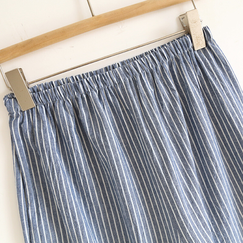 Japán nyakkendős kimonó köntös pizsama szett férfiaknak csíkos pamut laza nyári vékony rövid ujjú rövidnadrágok otthoni ruhák férfiaknak