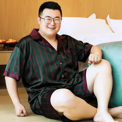 M-5XL Vyriška vasarinė pižama vyrui Didelio dydžio šilkinė vyriška pižama su šortais kelnėmis Satininiai miegui Pižamos Pižama Mujer pižama