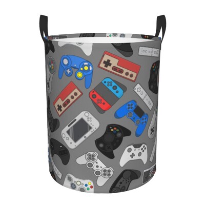 Egyedi Gamer Controller Mosodai határoló Ruhák Tárolókosár Nosztalgia Videojáték Vintage Gaming Toy Bin Szervező gyerekeknek