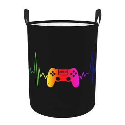 Egyedi Gamer Controller Mosodai határoló Ruhák Tárolókosár Nosztalgia Videojáték Vintage Gaming Toy Bin Szervező gyerekeknek