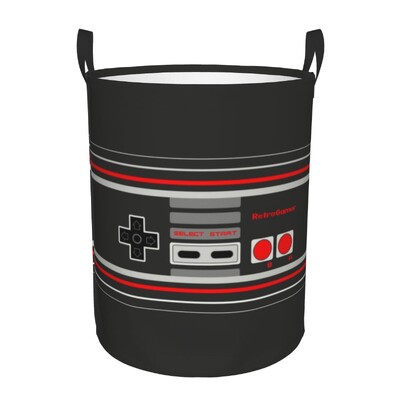 Egyedi Gamer Controller Mosodai határoló Ruhák Tárolókosár Nosztalgia Videojáték Vintage Gaming Toy Bin Szervező gyerekeknek