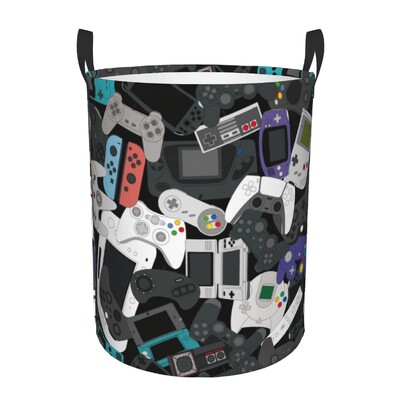Egyedi Gamer Controller Mosodai határoló Ruhák Tárolókosár Nosztalgia Videojáték Vintage Gaming Toy Bin Szervező gyerekeknek