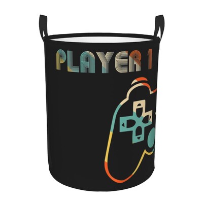 Egyedi Gamer Controller Mosodai határoló Ruhák Tárolókosár Nosztalgia Videojáték Vintage Gaming Toy Bin Szervező gyerekeknek