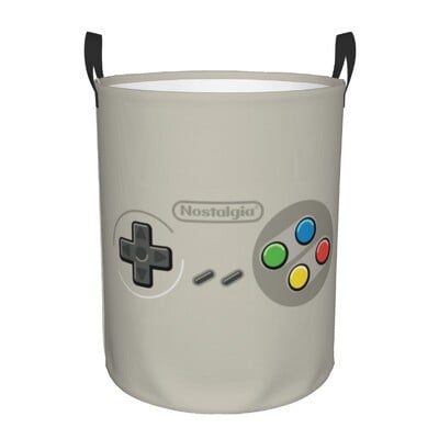 Egyedi Gamer Controller Mosodai határoló Ruhák Tárolókosár Nosztalgia Videojáték Vintage Gaming Toy Bin Szervező gyerekeknek