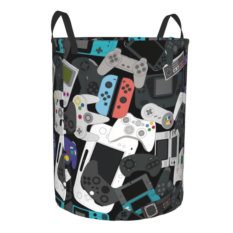 Egyedi Gamer Controller Mosodai határoló Ruhák Tárolókosár Nosztalgia Videojáték Vintage Gaming Toy Bin Szervező gyerekeknek