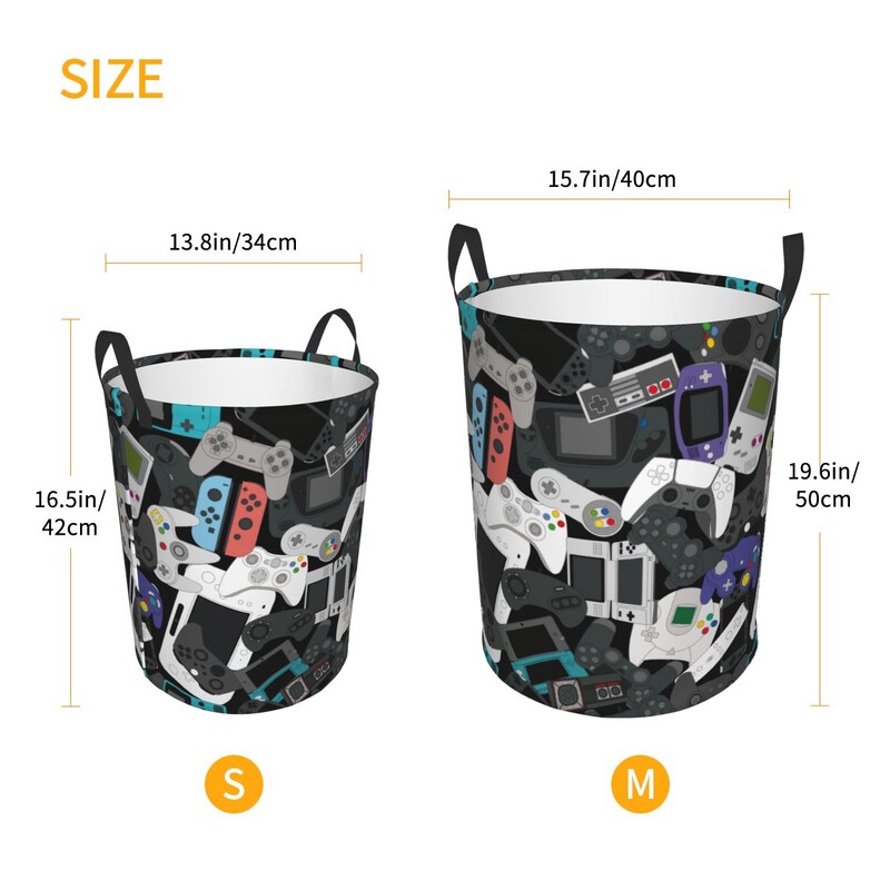 Egyedi Gamer Controller Mosodai határoló Ruhák Tárolókosár Nosztalgia Videojáték Vintage Gaming Toy Bin Szervező gyerekeknek