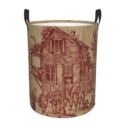 Vintage Peacock Bird Toile Καλάθι Πλυντηρίου Πτυσσόμενο Traditional France Art Clothing Hamper Toys Organizer Κάδοι αποθήκευσης