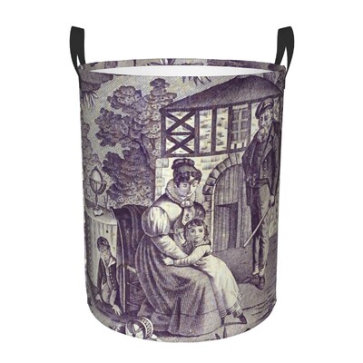 Vintage Peacock Bird Toile Καλάθι Πλυντηρίου Πτυσσόμενο Traditional France Art Clothing Hamper Toys Organizer Κάδοι αποθήκευσης