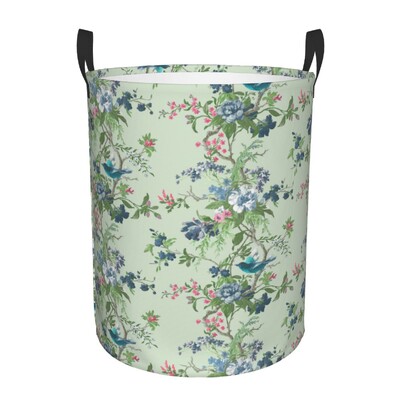 Vintage Peacock Bird Toile Καλάθι Πλυντηρίου Πτυσσόμενο Traditional France Art Clothing Hamper Toys Organizer Κάδοι αποθήκευσης