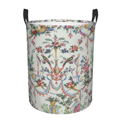 Vintage Peacock Bird Toile Καλάθι Πλυντηρίου Πτυσσόμενο Traditional France Art Clothing Hamper Toys Organizer Κάδοι αποθήκευσης