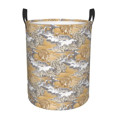 Vintage Peacock Bird Toile Καλάθι Πλυντηρίου Πτυσσόμενο Traditional France Art Clothing Hamper Toys Organizer Κάδοι αποθήκευσης