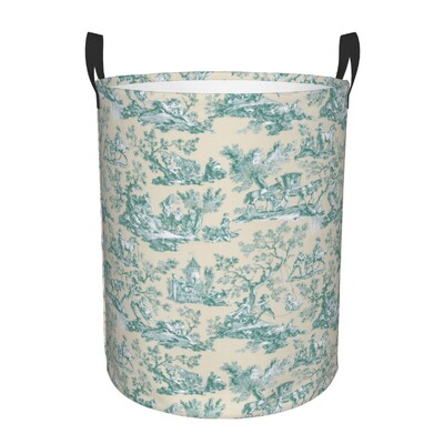 Vintage Peacock Bird Toile Καλάθι Πλυντηρίου Πτυσσόμενο Traditional France Art Clothing Hamper Toys Organizer Κάδοι αποθήκευσης