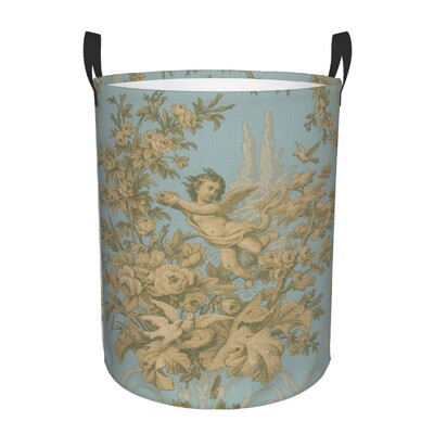 Vintage Peacock Bird Toile Καλάθι Πλυντηρίου Πτυσσόμενο Traditional France Art Clothing Hamper Toys Organizer Κάδοι αποθήκευσης