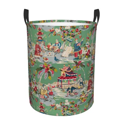 Vintage Peacock Bird Toile Καλάθι Πλυντηρίου Πτυσσόμενο Traditional France Art Clothing Hamper Toys Organizer Κάδοι αποθήκευσης