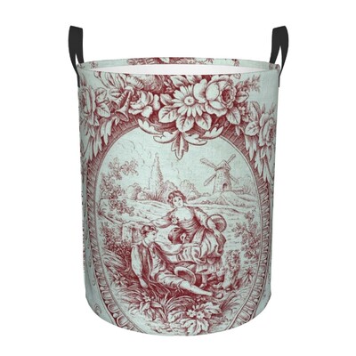 Vintage Peacock Bird Toile Καλάθι Πλυντηρίου Πτυσσόμενο Traditional France Art Clothing Hamper Toys Organizer Κάδοι αποθήκευσης