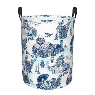 Vintage Peacock Bird Toile Καλάθι Πλυντηρίου Πτυσσόμενο Traditional France Art Clothing Hamper Toys Organizer Κάδοι αποθήκευσης