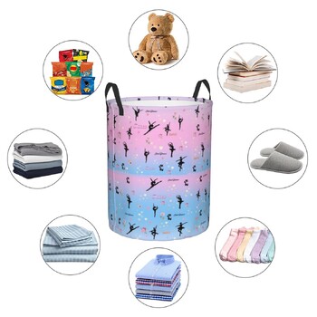 Dancing Silhouette Ballerina Laundry Hamper Μεγάλος Αποθηκευτικός Καλάθι Μπαλέτο Dance Dancer Παιδικός παιδικός σταθμός οργάνωση παιχνιδιών