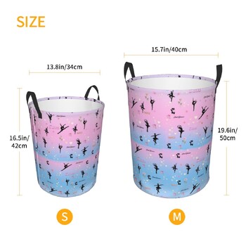 Dancing Silhouette Ballerina Laundry Hamper Μεγάλος Αποθηκευτικός Καλάθι Μπαλέτο Dance Dancer Παιδικός παιδικός σταθμός οργάνωση παιχνιδιών