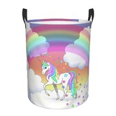 Προσαρμοσμένο Cartoon Rainbow Unicorn Καλάθι ρούχων Πτυσσόμενο μεγάλος κάδος φύλαξης ρούχων Βρεφικός κάδος