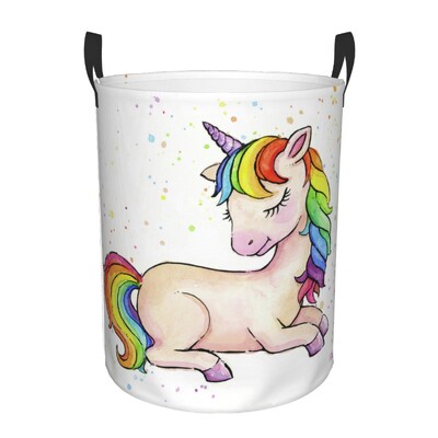 Προσαρμοσμένο Cartoon Rainbow Unicorn Καλάθι ρούχων Πτυσσόμενο μεγάλος κάδος φύλαξης ρούχων Βρεφικός κάδος