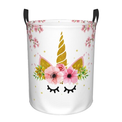 Προσαρμοσμένο Cartoon Rainbow Unicorn Καλάθι ρούχων Πτυσσόμενο μεγάλος κάδος φύλαξης ρούχων Βρεφικός κάδος