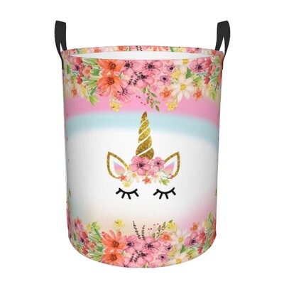 Προσαρμοσμένο Cartoon Rainbow Unicorn Καλάθι ρούχων Πτυσσόμενο μεγάλος κάδος φύλαξης ρούχων Βρεφικός κάδος