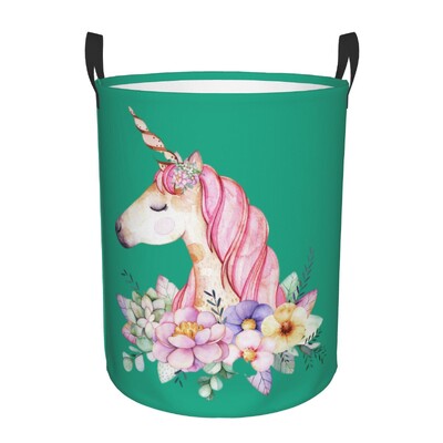 Προσαρμοσμένο Cartoon Rainbow Unicorn Καλάθι ρούχων Πτυσσόμενο μεγάλος κάδος φύλαξης ρούχων Βρεφικός κάδος
