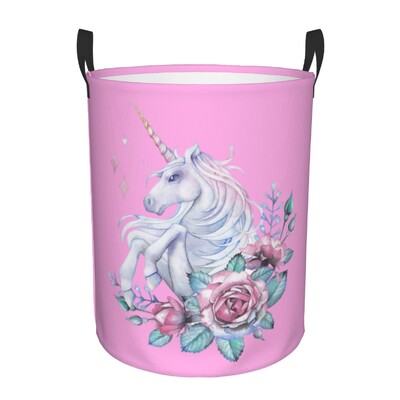 Προσαρμοσμένο Cartoon Rainbow Unicorn Καλάθι ρούχων Πτυσσόμενο μεγάλος κάδος φύλαξης ρούχων Βρεφικός κάδος