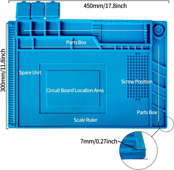 Magnetic Mat Silicone Work Mat Soldering Station Mat Ανθεκτικό στη θερμότητα 932°F Αντιστατικό για ηλεκτρονικό τηλέφωνο Επισκευή ρολογιού φορητού υπολογιστή