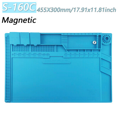 Magnetinis kilimėlis silikoninis darbo kilimėlis litavimo stotelės kilimėlis, atsparus karščiui 932°F antistatinis elektroninio telefono nešiojamojo kompiuterio laikrodžio remontui