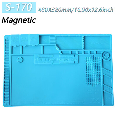 Magnetinis kilimėlis silikoninis darbo kilimėlis litavimo stotelės kilimėlis, atsparus karščiui 932°F antistatinis elektroninio telefono nešiojamojo kompiuterio laikrodžio remontui
