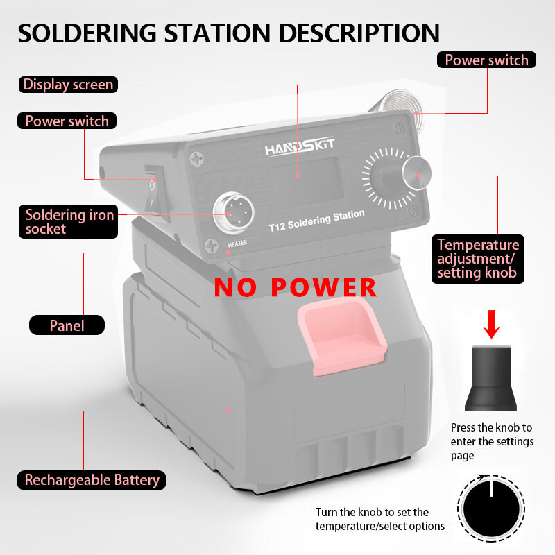 T12 jootejaam LCD digitaalne temperatuuri reguleerimine jootekolb, kaasaskantav koduelektroonika parandustööriist, toide puudub