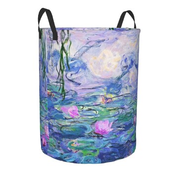 Claude Monet Water Lilies Hamper Πλυντήριο ρούχων Μεγάλο καλάθι αποθήκευσης Ζωγραφιές κήπου Παιδικό νηπιαγωγείο οργάνωση παιχνιδιών