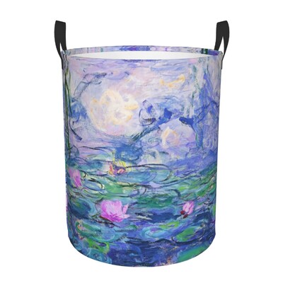 Claude Monet tavirózsa mosodai akadály nagy tároló kosár kerti festmények gyerekek óvodai játék rendszerező