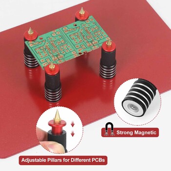 Toolour 4 PCB Pillars Στήριγμα πλακέτας κυκλώματος Μαγνητικό χέρι βοήθειας με ρυθμιζόμενο εύρος 0-10mm Συγκόλληση Χέρια βοήθειας για επισκευή