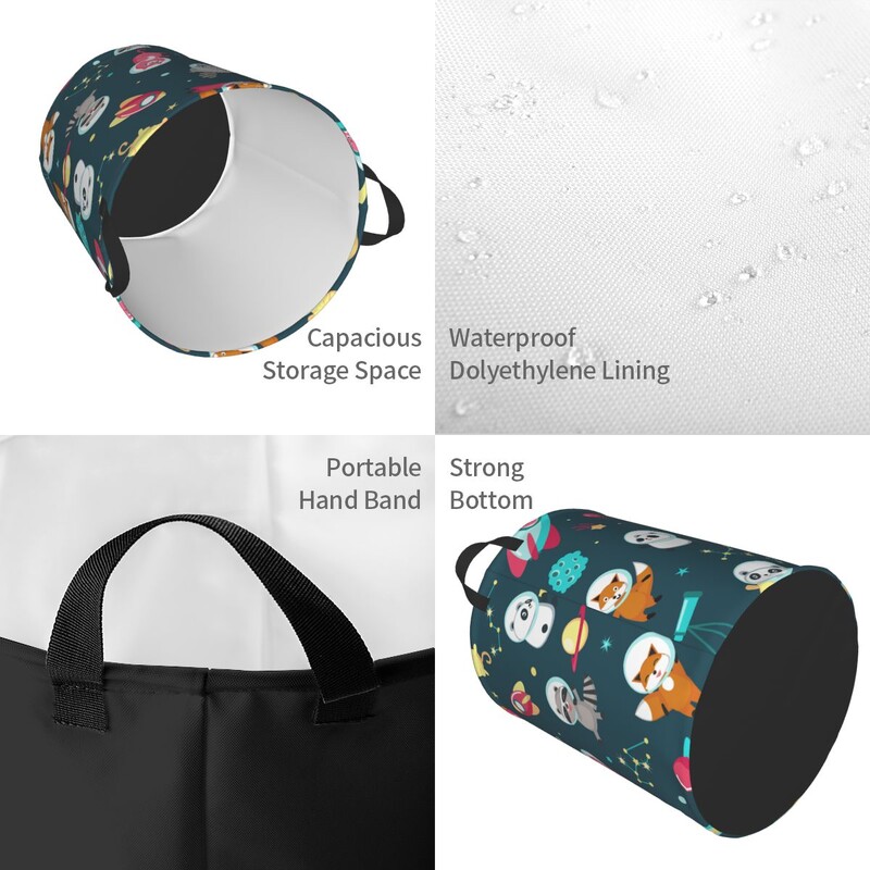 Sklopiva košara za rublje za prljavu odjeću Slatki astronauti Panda Rakun Mačka Lisica U svemiru Košara za pohranu Dječji organizator za bebe