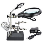 2,5X 7,5X 10X keevitamiseks mõeldud suurendusklaasi LED lisaklambriga luup luup 3-ühes käsitsi jootejootmise aluse hoidik