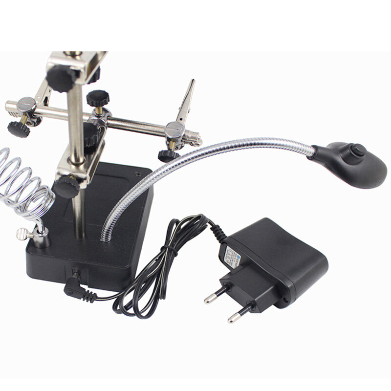 2,5X 7,5X 10X keevitamiseks mõeldud suurendusklaasi LED lisaklambriga luup luup 3-ühes käsitsi jootejootmise aluse hoidik