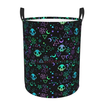 Gotička gotička crna lubanja Okrugla korpa za rublje Košara za pohranu Igračke Organizator za odjeću Kanta za kućnu kupaonicu Spavaću sobu Dječju sobu