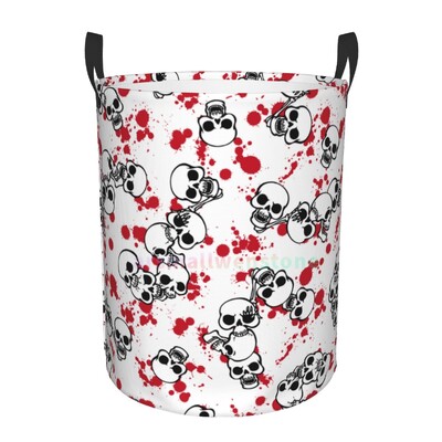 Gotička gotička crna lubanja Okrugla korpa za rublje Košara za pohranu Igračke Organizator za odjeću Kanta za kućnu kupaonicu Spavaću sobu Dječju sobu