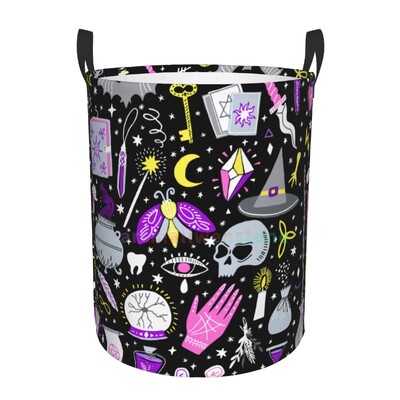Gotička gotička crna lubanja Okrugla korpa za rublje Košara za pohranu Igračke Organizator za odjeću Kanta za kućnu kupaonicu Spavaću sobu Dječju sobu