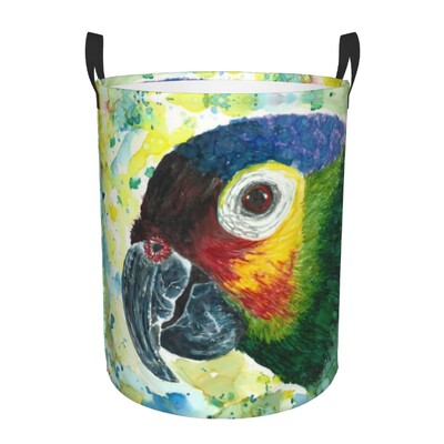 Coș de rufe personalizat, drăguț, papagali tropicali, păsări, coș de rufe cu capacitate pliabilă, coș de depozitare pentru îmbrăcăminte, Cockatiel Macaw Papagal, coș pentru copii